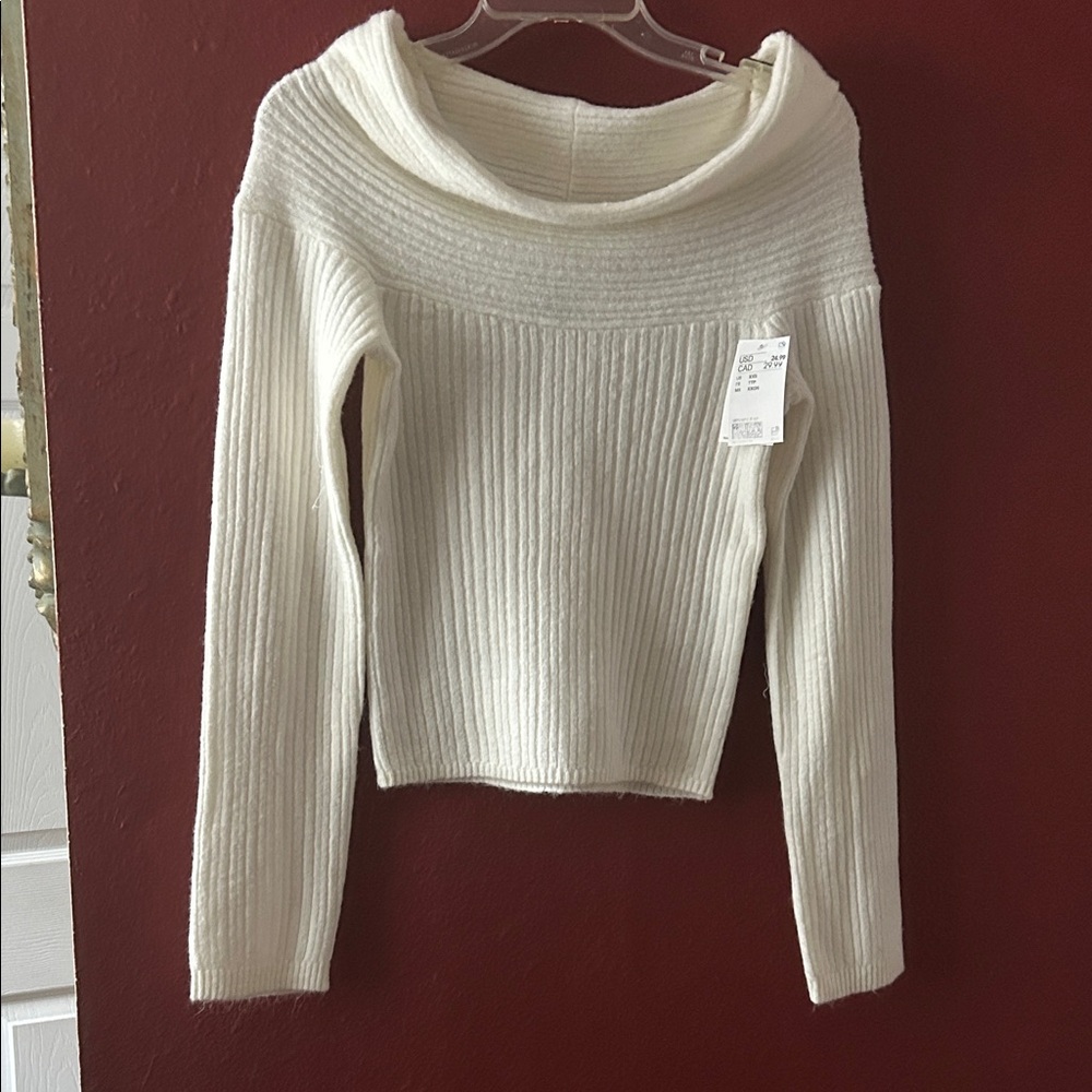 Zara Cream Off-Shoulder Sweater